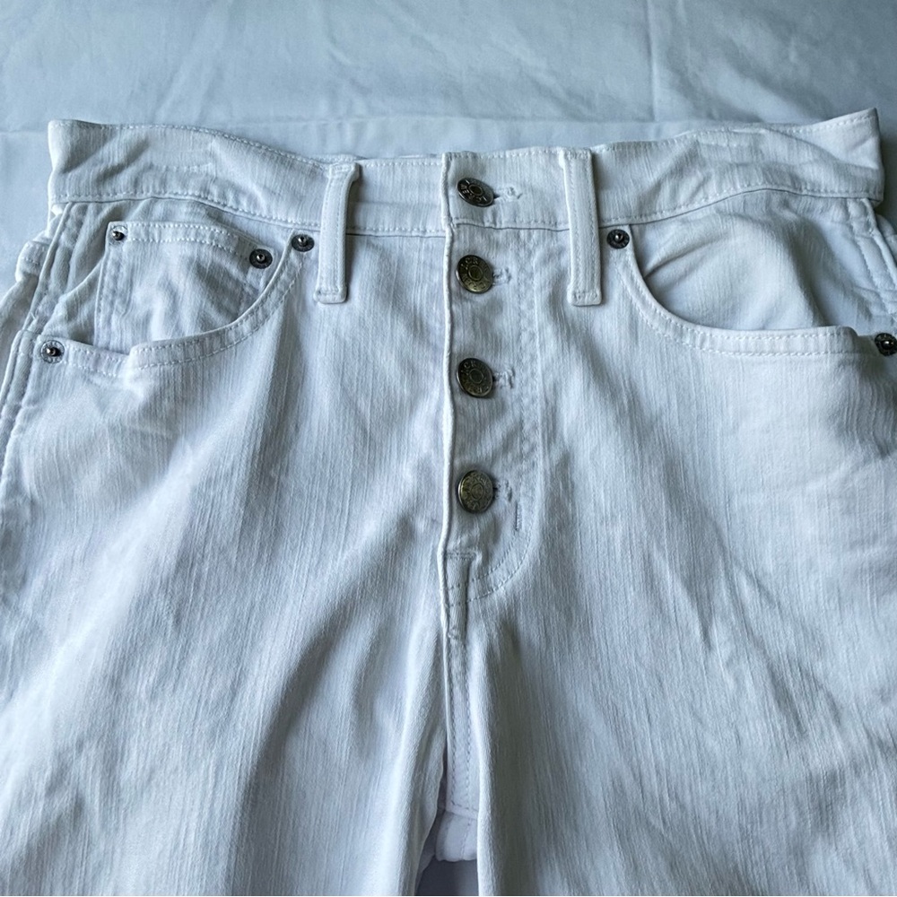 J. Crew White High Rise Vintage Straight Leg Jeans Button Fly Style